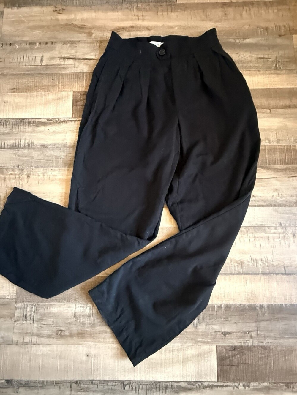 Free People Black Trousers Back Buckle Pleated Top Sz 6/28